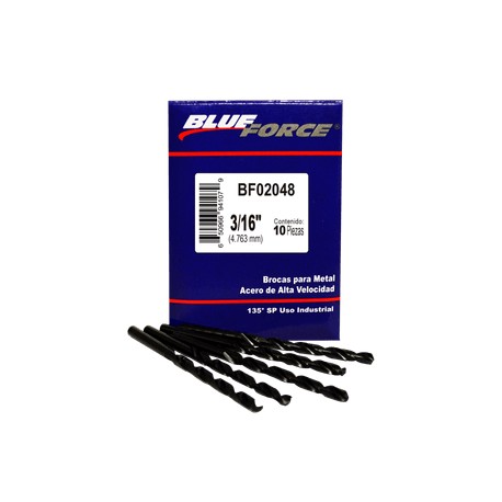 Blue force - 10 BROCAS PARA METAL DE 3/16 plg - HBF02048